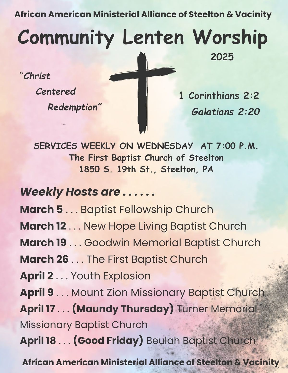 African American Ministerial Alliance of Steelton & Vicinity Lenten Season Community Services