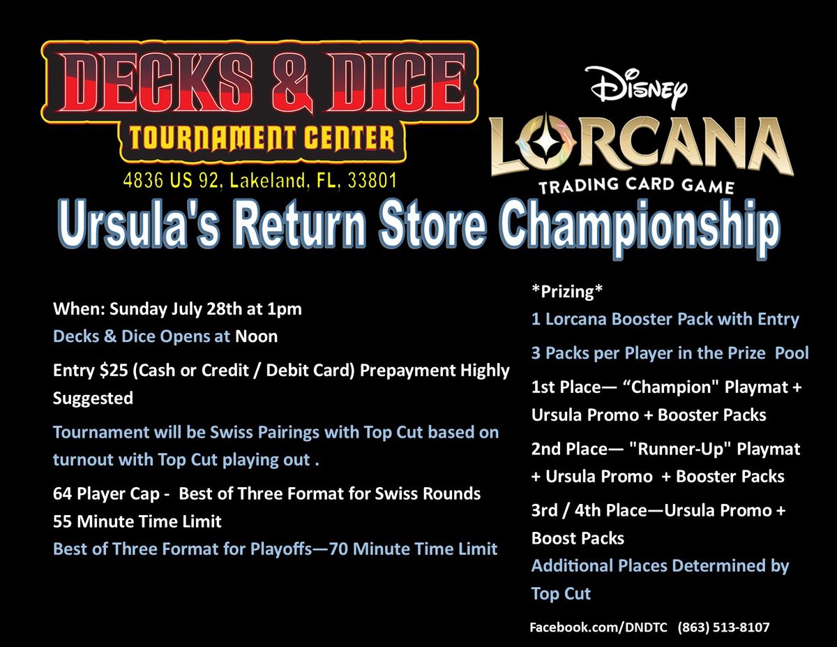 Decks & Dice Disney Lorcana Ursula's Return Store Championship