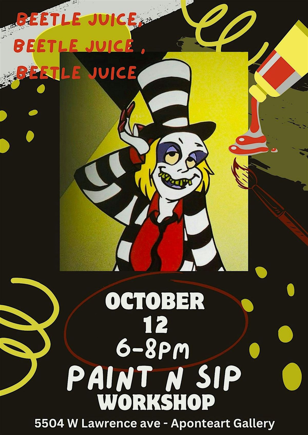 BeetleJuice Paint and Sip workshop