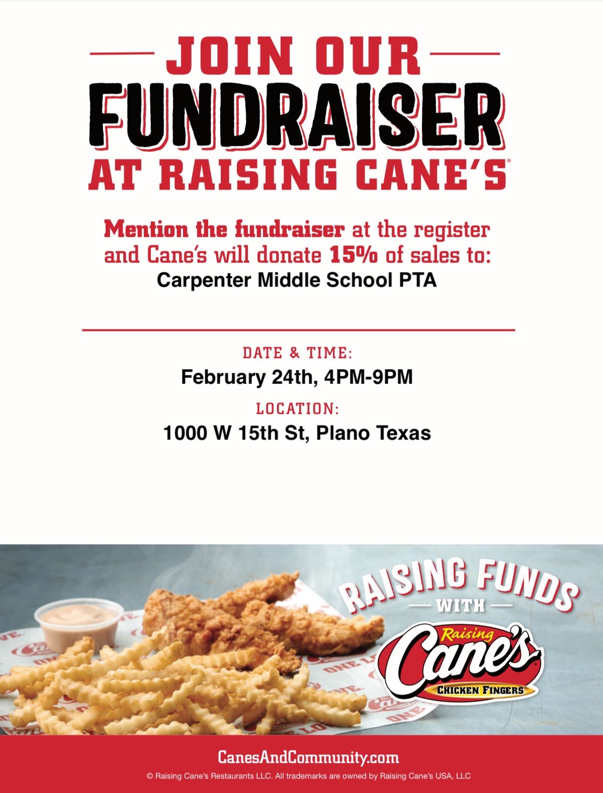 Raising Cane\u2019s Fundraiser