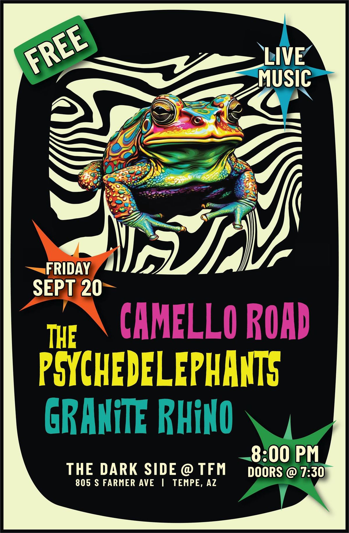 Come to the Dark Side - FREE show w\/CAMELLO ROAD, THE PSYCHEDELEPHANTS and GRANITE RHINO