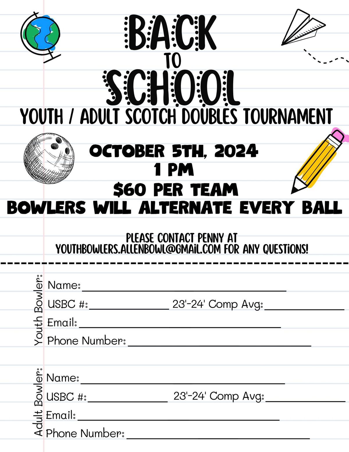 Back to School Youth Adult Scotch Doubles Tournament