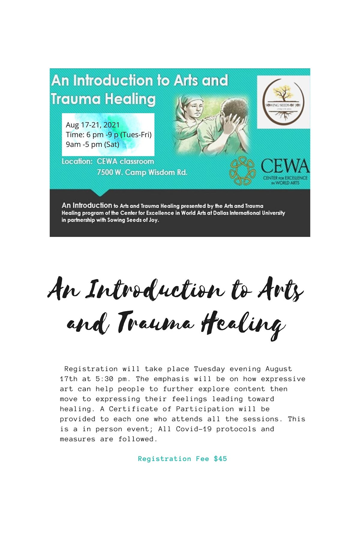 An Introduction  to Arts and Trauma Healing