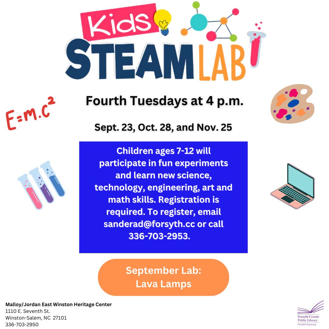 Kids STEAMLAB E=M.c\u00b2 Fourth Tuesdays