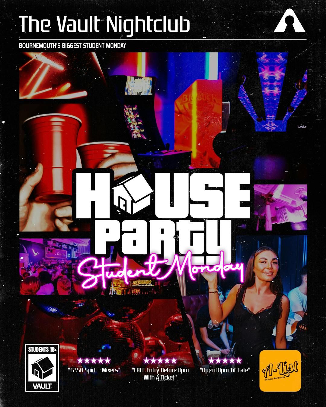 House Party Mondays \ud83c\udfe0 \u00a33.50 Double Mixers\ud83e\udd644 Rooms of Music &amp; Arcade Games \ud83c\udfb2
