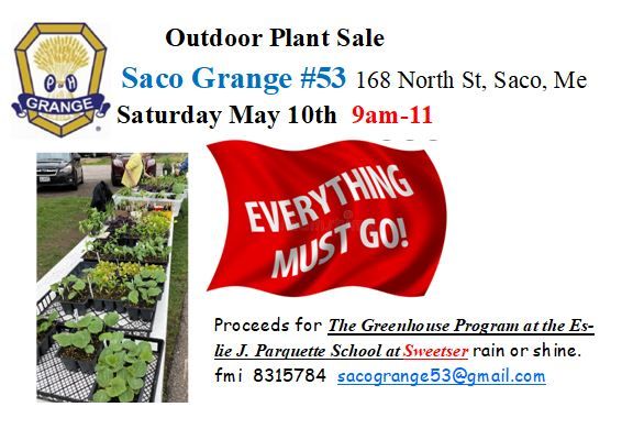 Outdoor Plant Sale at the Saco Grange