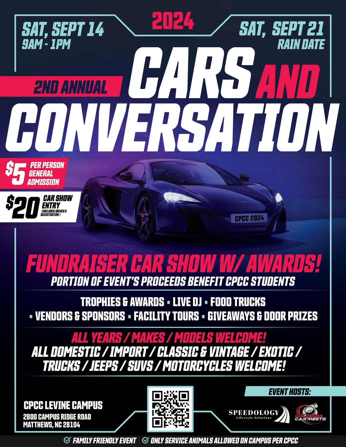 2nd Annual Cars and Conversation Fundraiser Show @ CPCC Levine Campus 