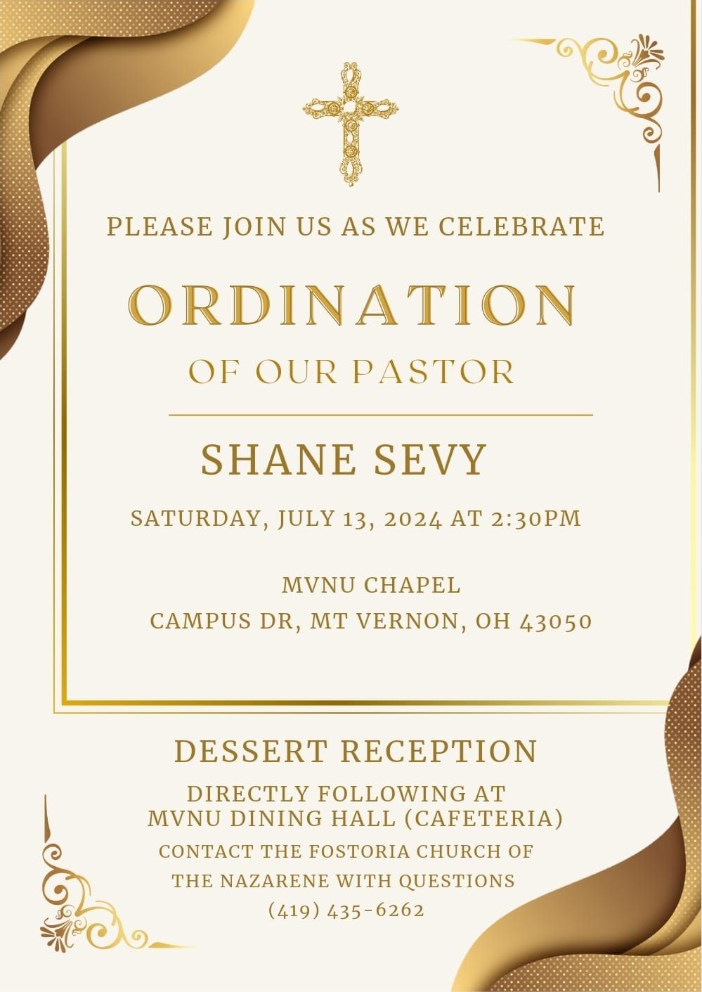 Join us for the Ordination of our Pastor Shane Sevy!