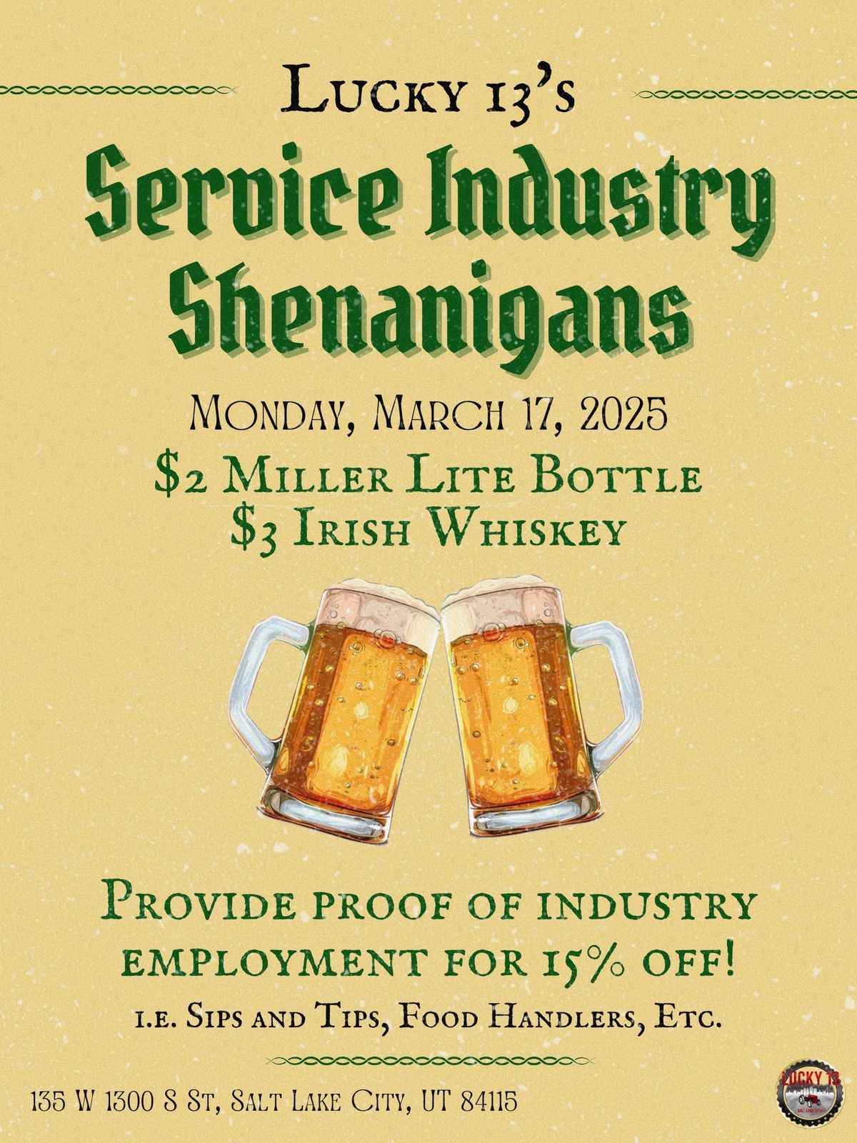 Service Industry St Patty\u2019s Celebration!