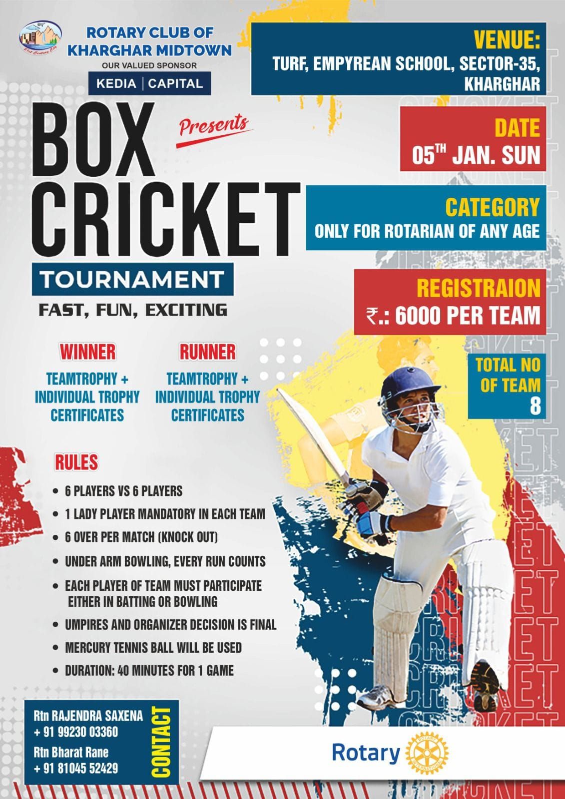 Rotary Club of Kharghar Midtown's Box Cricket Tournament