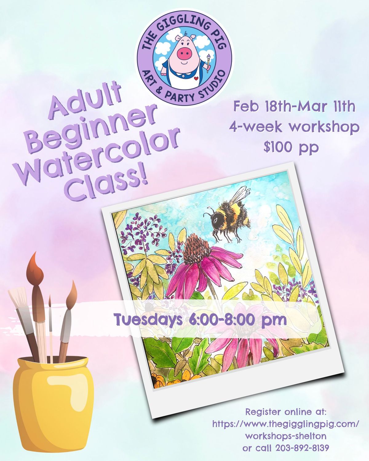 Adult Beginner Watercolor Workshop!