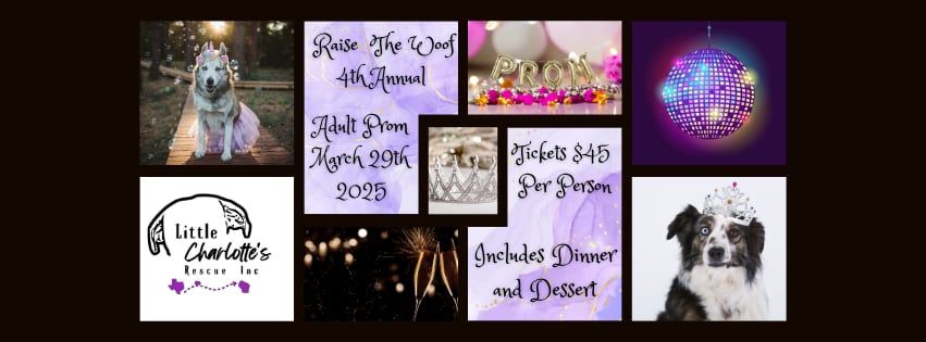 Little Charlotte's 4th Annual Adult Prom "Raise the Woof" to Support Our Rescue