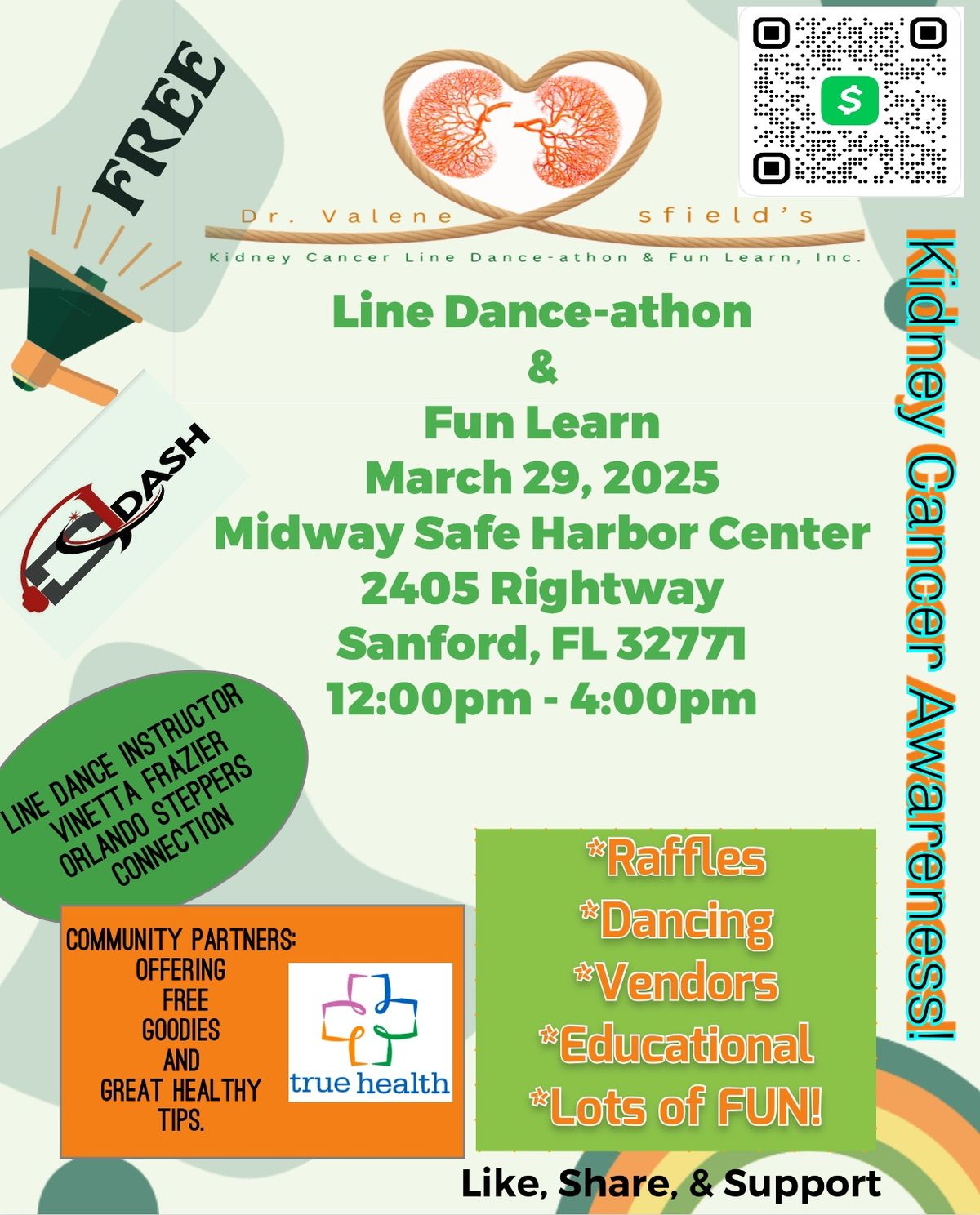 Dr. Valene Hartsfield\u2019s Kidney Cancer Line Dance-athon & Fun Learn, Inc 