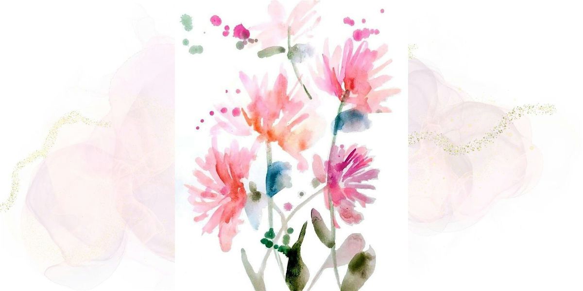 Pink Flowers Watercolor Painting Class