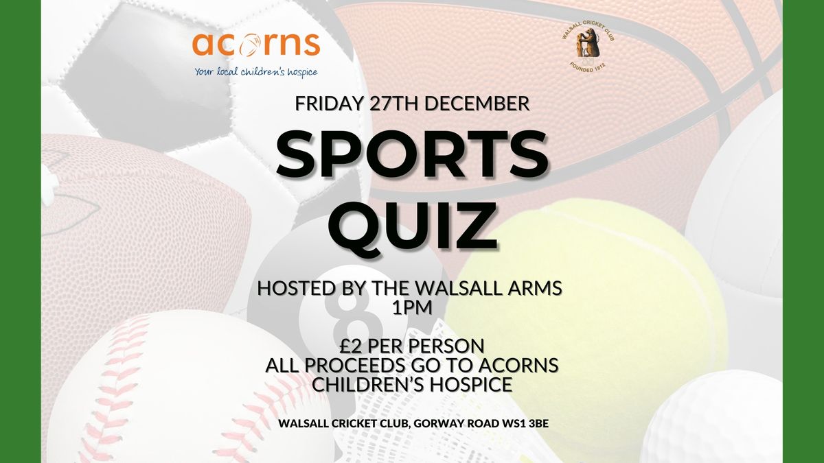 Sports Quiz at Walsall Cricket Club