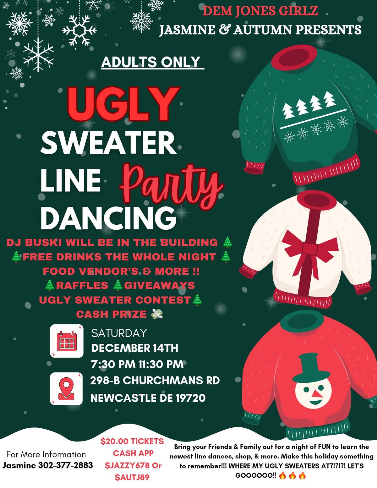 UGLY SWEATER LINE DANCING CHRISTMAS PARTY 