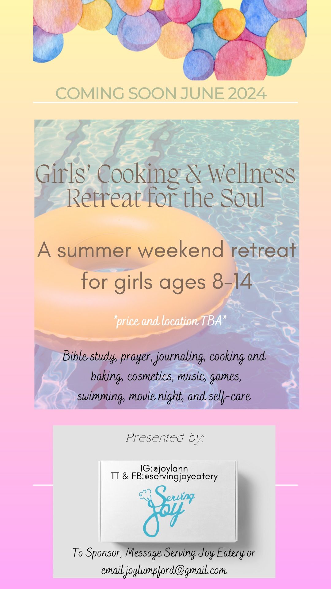 Girls\u2019 Cooking and Wellness Retreat