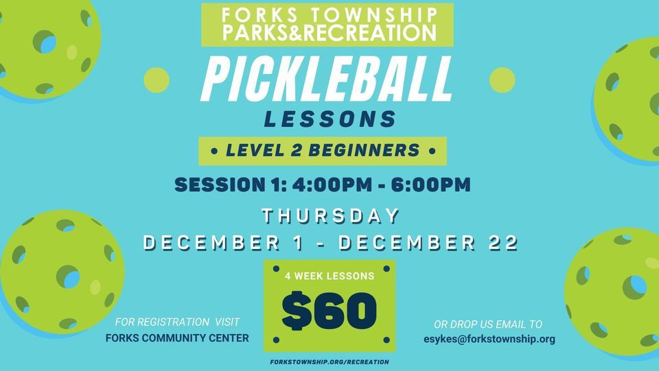 Pickleball Lessons, Forks Township Parks and Recreation, Easton, 1 December 2022