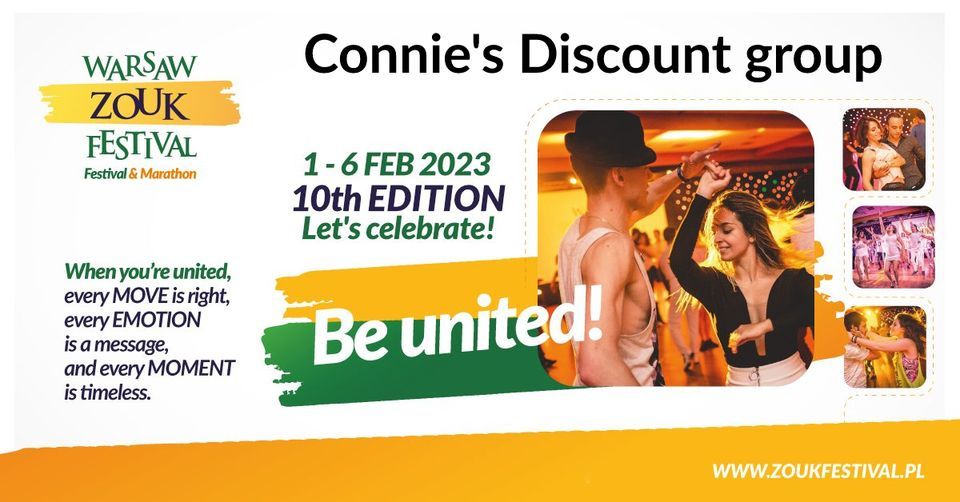 Connie's discount group for Warsaw Zouk Festival & Marathon 1-6 Feb 2023 | 10th Edition