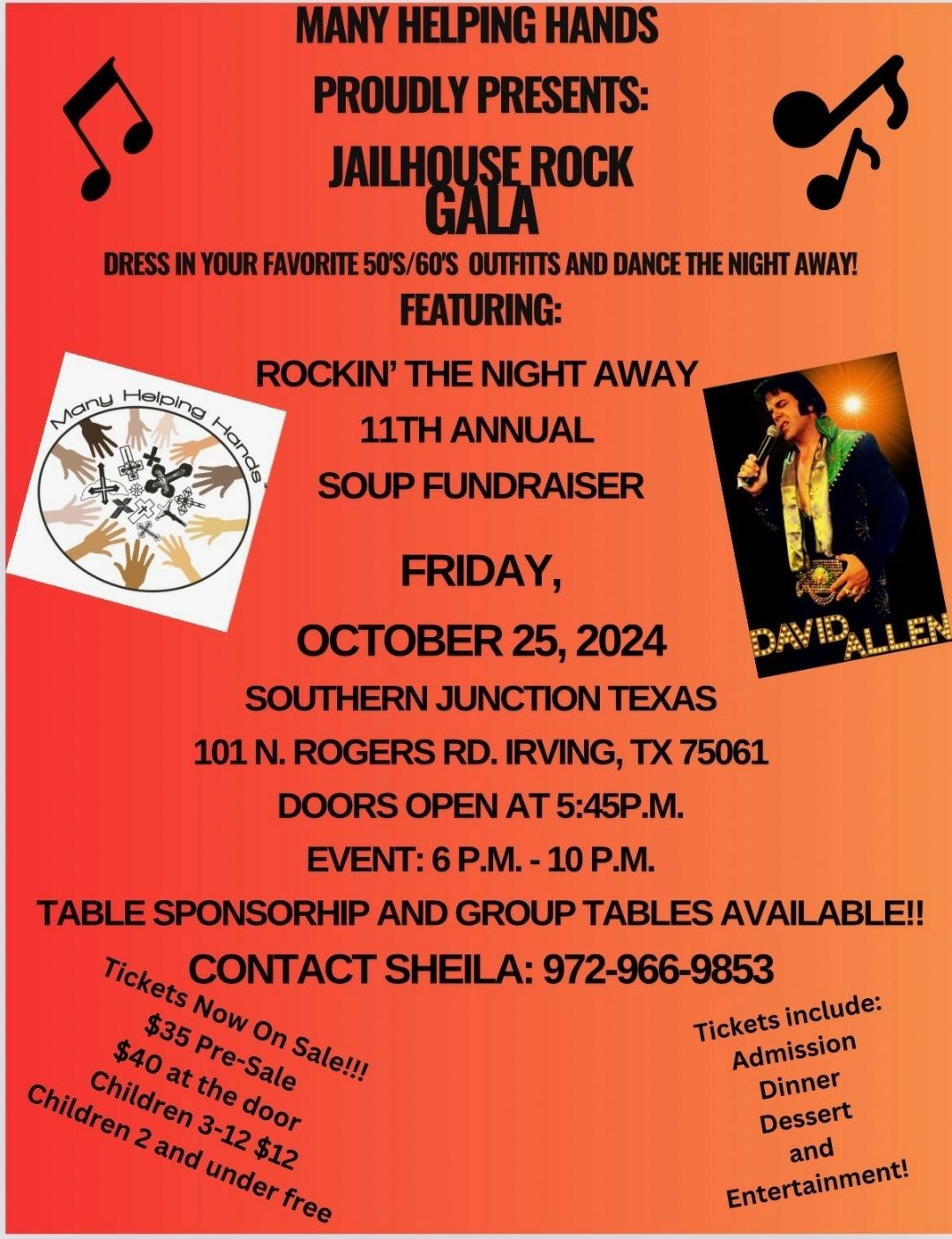 SAVE THE DATE!!! Oct. 25th -  MHH 11th Annual Jailhouse Rock Gala - SOUP Fundraiser