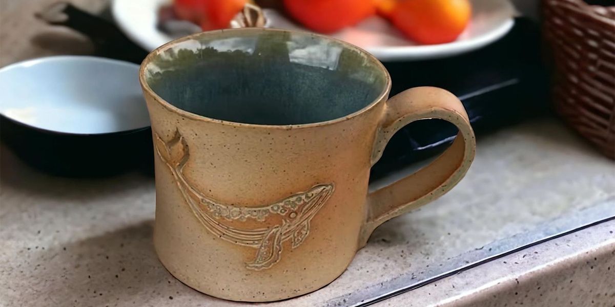 Pottery - Ocean Inspired Slab Mug and Saucer - Gold Coast