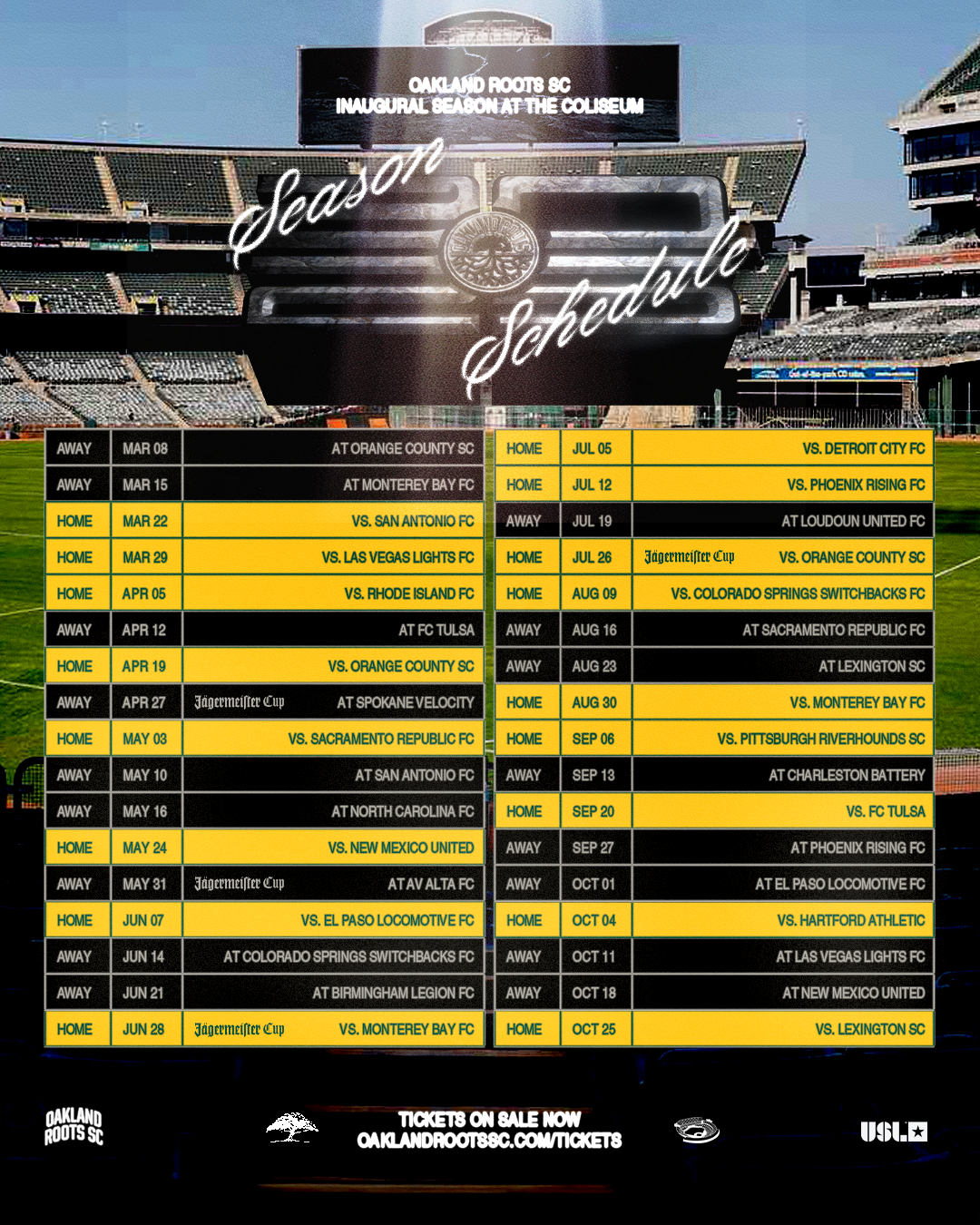 Colorado Springs Switchbacks FC at Oakland Roots SC at Oakland-Alameda County Coliseum