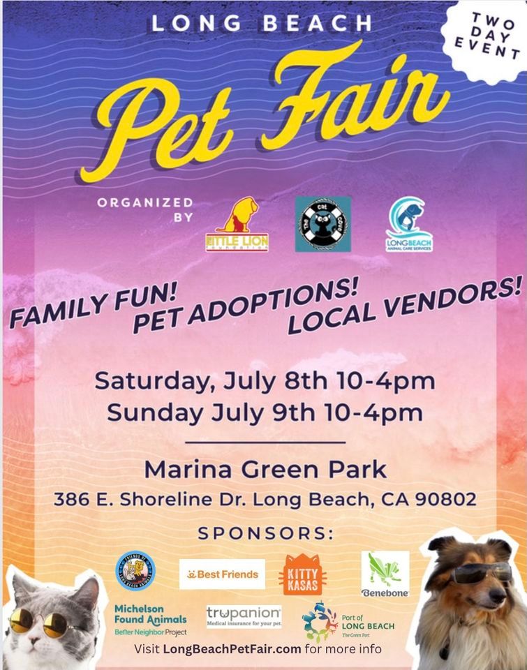 2nd annual Long Beach Summer Pet Adoption & Craft Fair, Marina Green Park, Long Beach, 8 July to