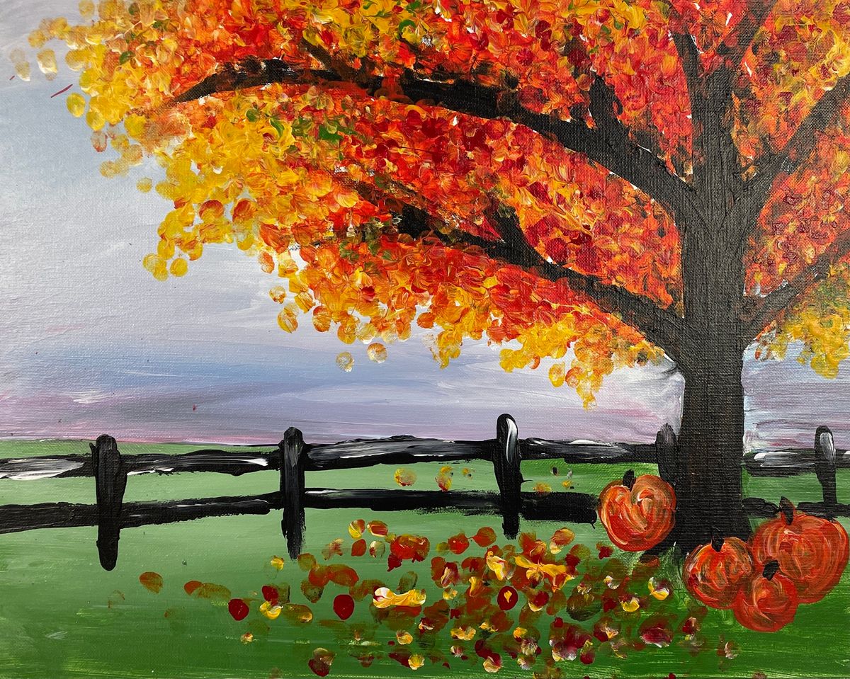 $25 Thursdays - Finger Painting Fall Fence Paint & Sip Canvas Class