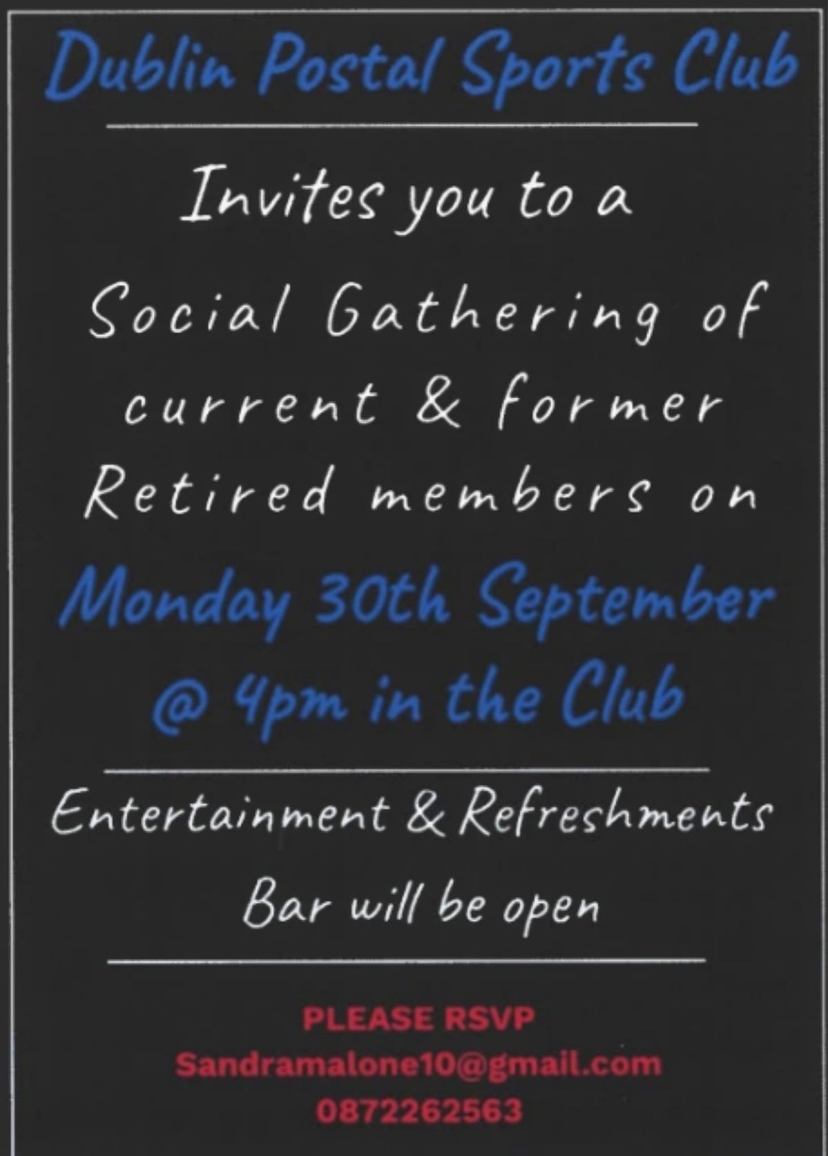 Social Gathering for Retired Club Members