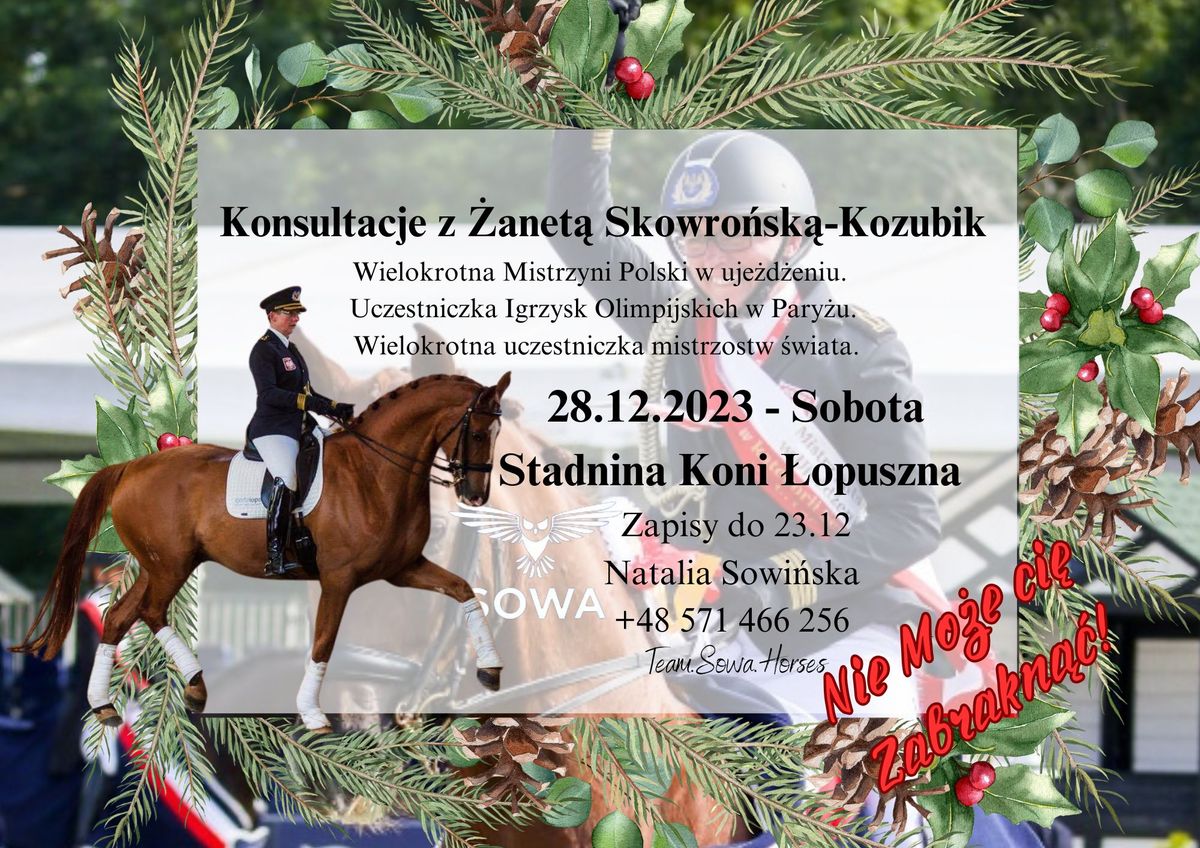 \u015awi\u0105teczne konsultacje z \u017banet\u0105 Skowro\u0144sk\u0105-Kozubik w Stadninie Koni \u0141opuszna