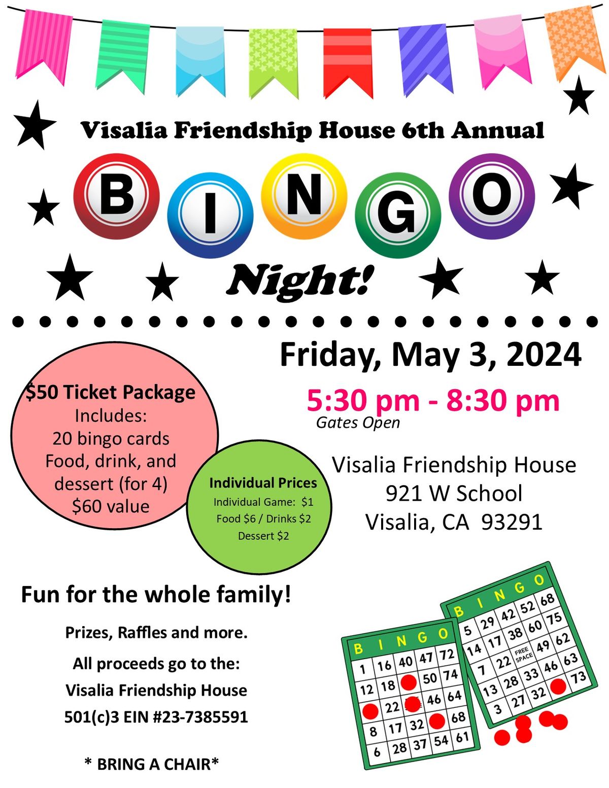 Visalia Friendship House Family Bingo Night