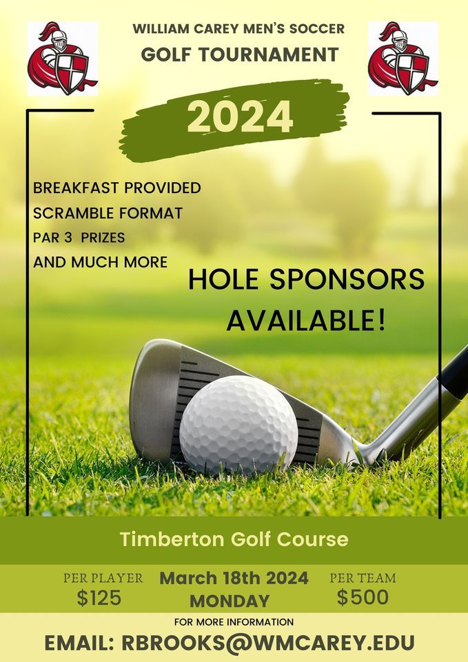 William Carey Mens Soccer Golf Fundraiser, Timberton Golf Club, Hattiesburg, 18 March 2024