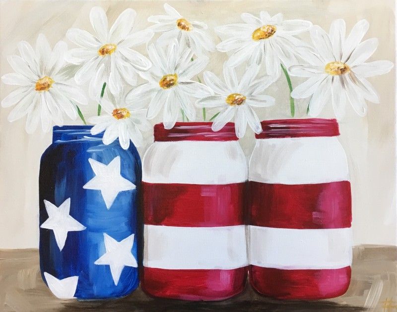 $25 Patriotic Daisies  - Paint And Sip!