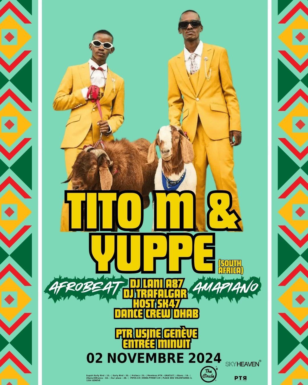 TITO M & YUPPE [ZAF] + DJ LANI A87 [CH] + SUPPORT DJ TBC | PTR Usine Gen\u00e8ve