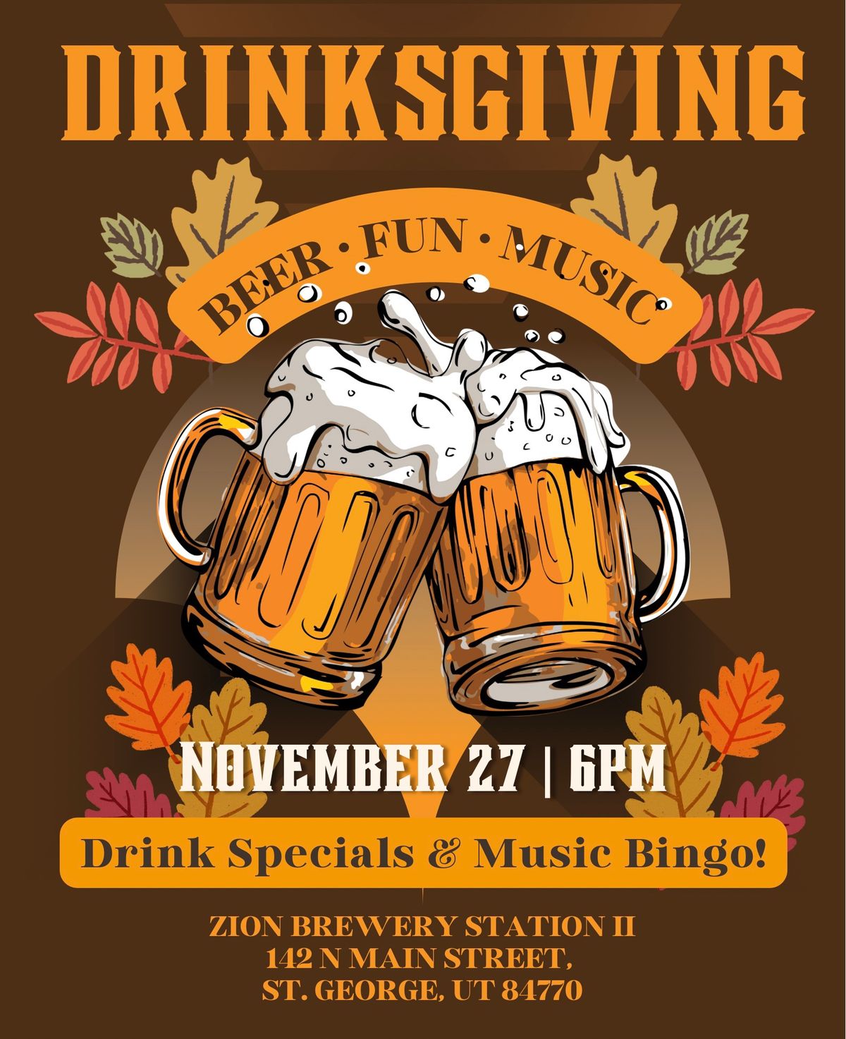 21+ Drinksgiving! | Drink Specials | Music Bingo