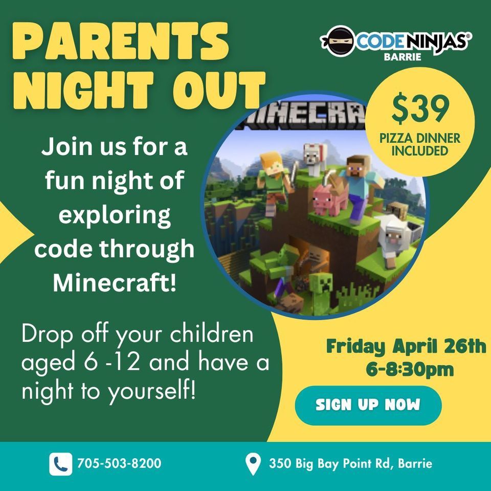 Minecraft Coding Adventure Parents Night Out
