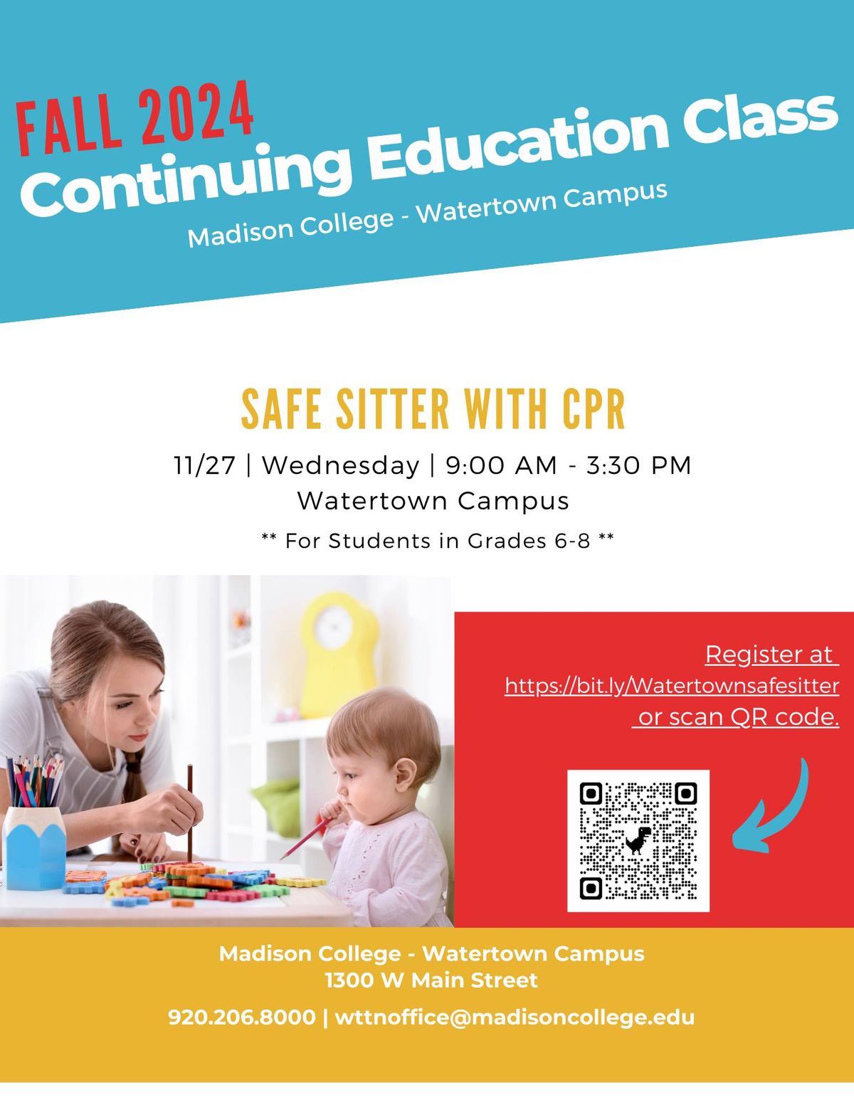 Registration Required SafeSitter Class at Madison College