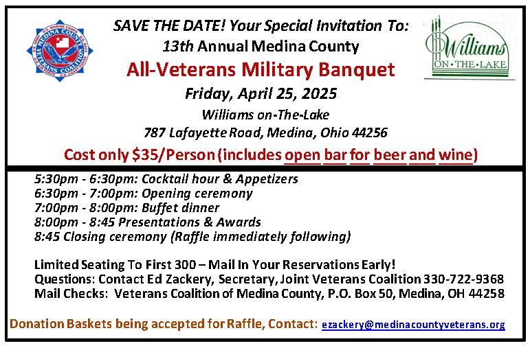 Thirteenth Annual Medina County All-Veterans Military Banquet