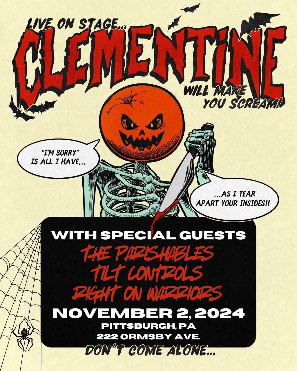 Clementine with The Parishables, Tilt Controls & Right On Warriors | 11\/2 | Pittsburgh, PA