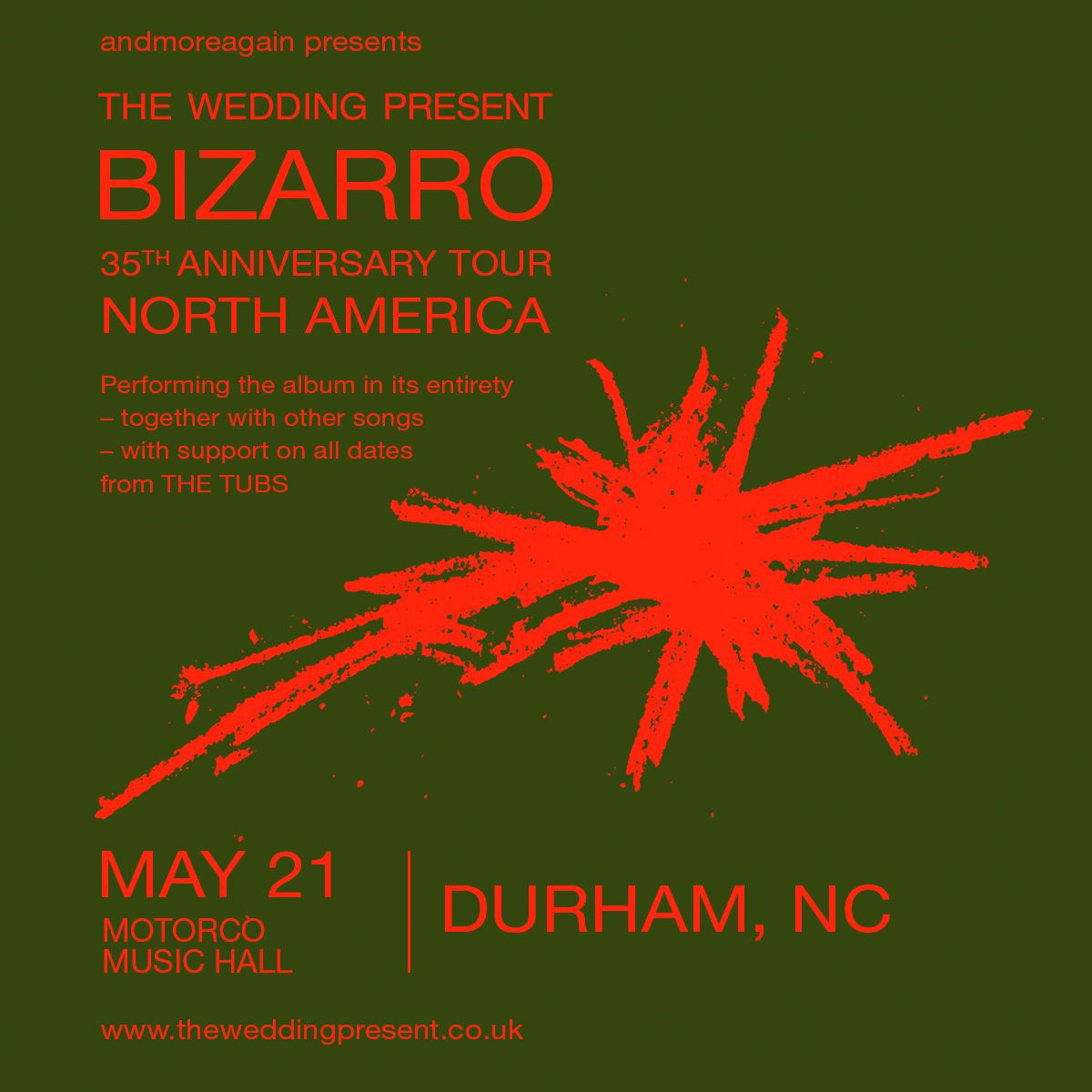 andmoreagain presents THE WEDDING PRESENT 'Bizarro' 35th anniversary w\/ The Tubs at Motorco