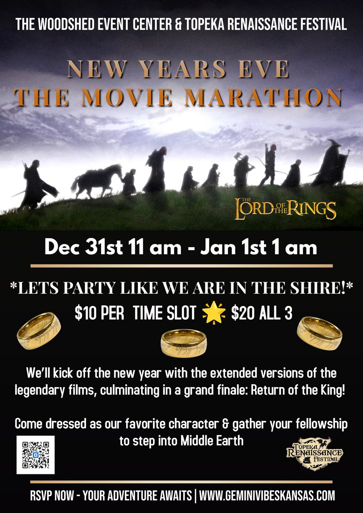 NEW YEARS EVE LOTR MARATHON MOVIE PARTY