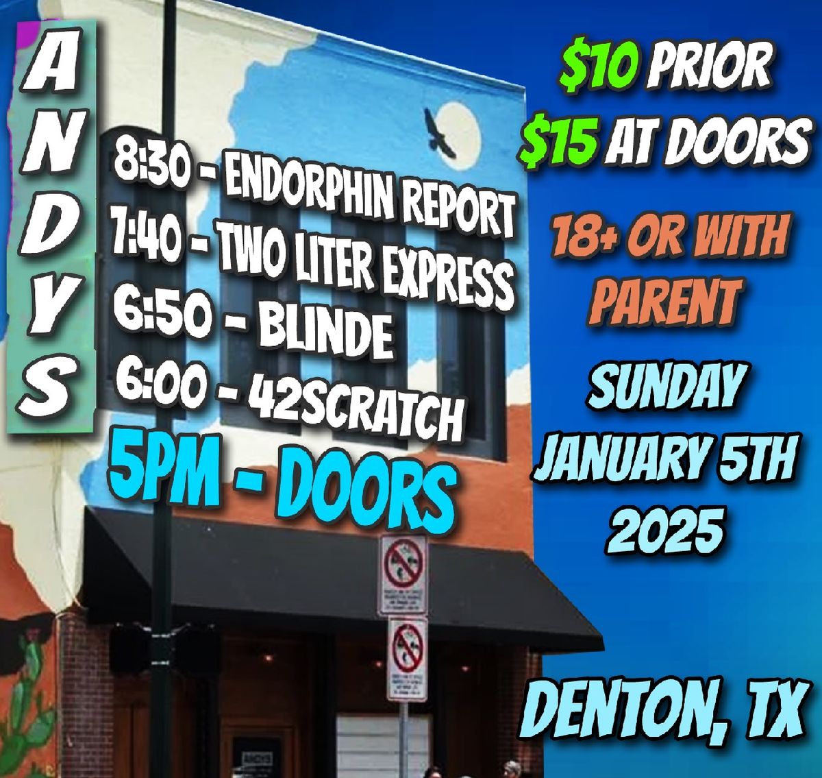 Endorphin Report, Two Liter Express, Blinde, 42Scratch | Andys Bar