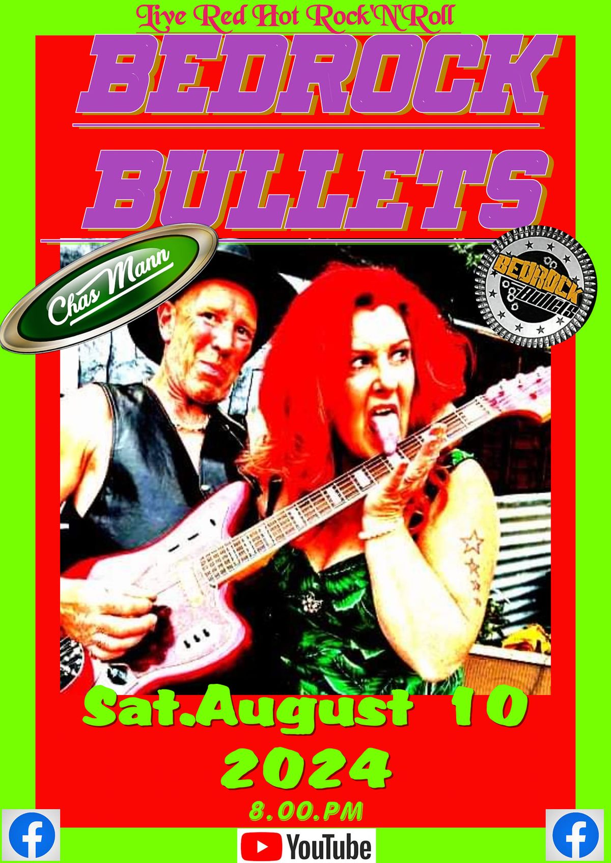 THE BEDROCK BULLETS - Rock it up Downstairs at Chas Mann's