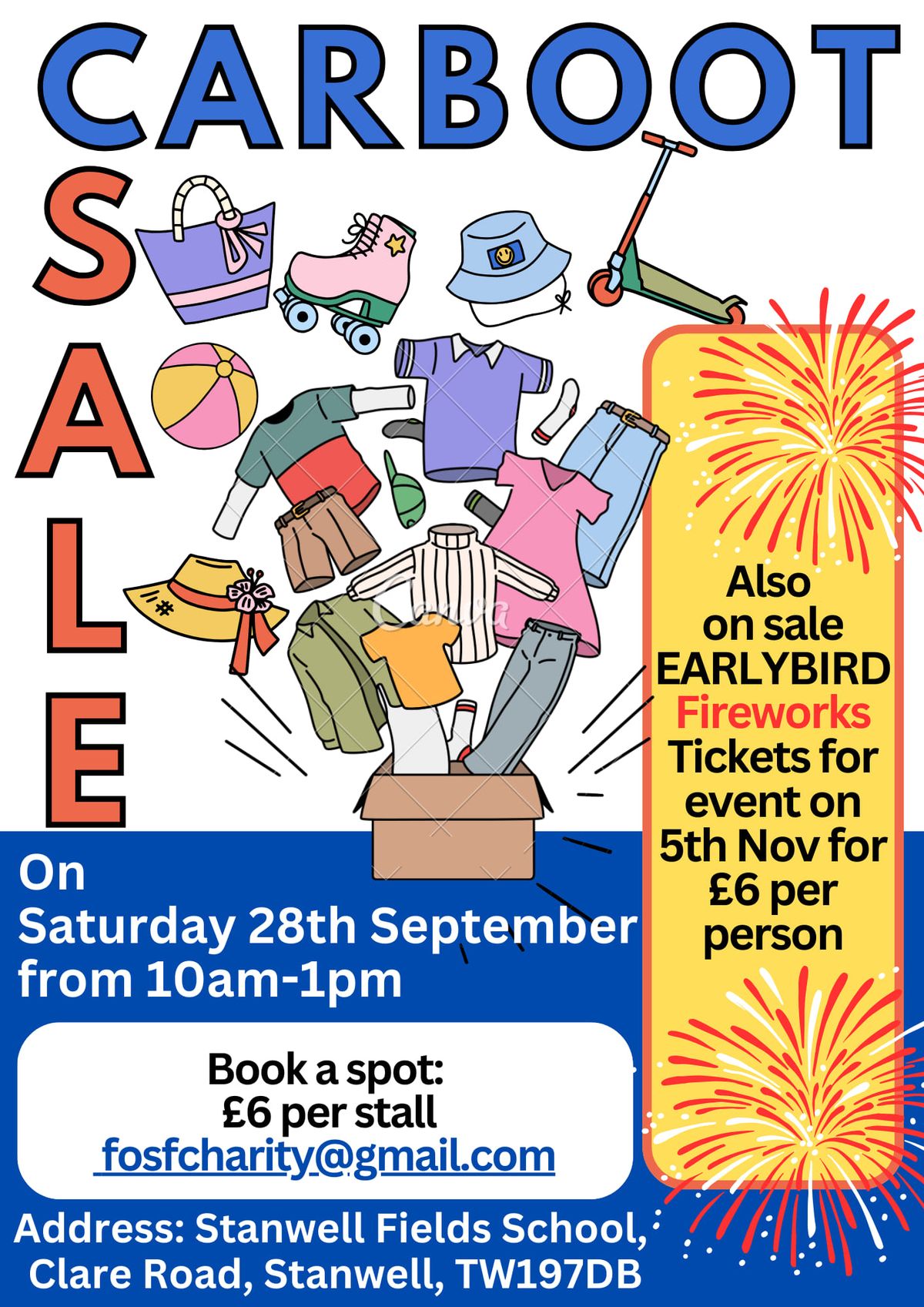 FOSF Charity Car Boot Sale & Early Bird Fireworks Sale