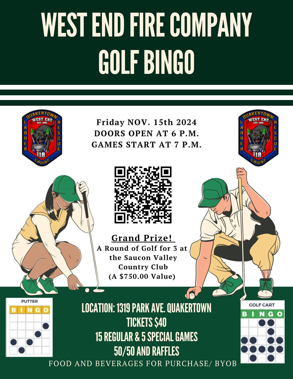 West End Fire Company Golf Bingo