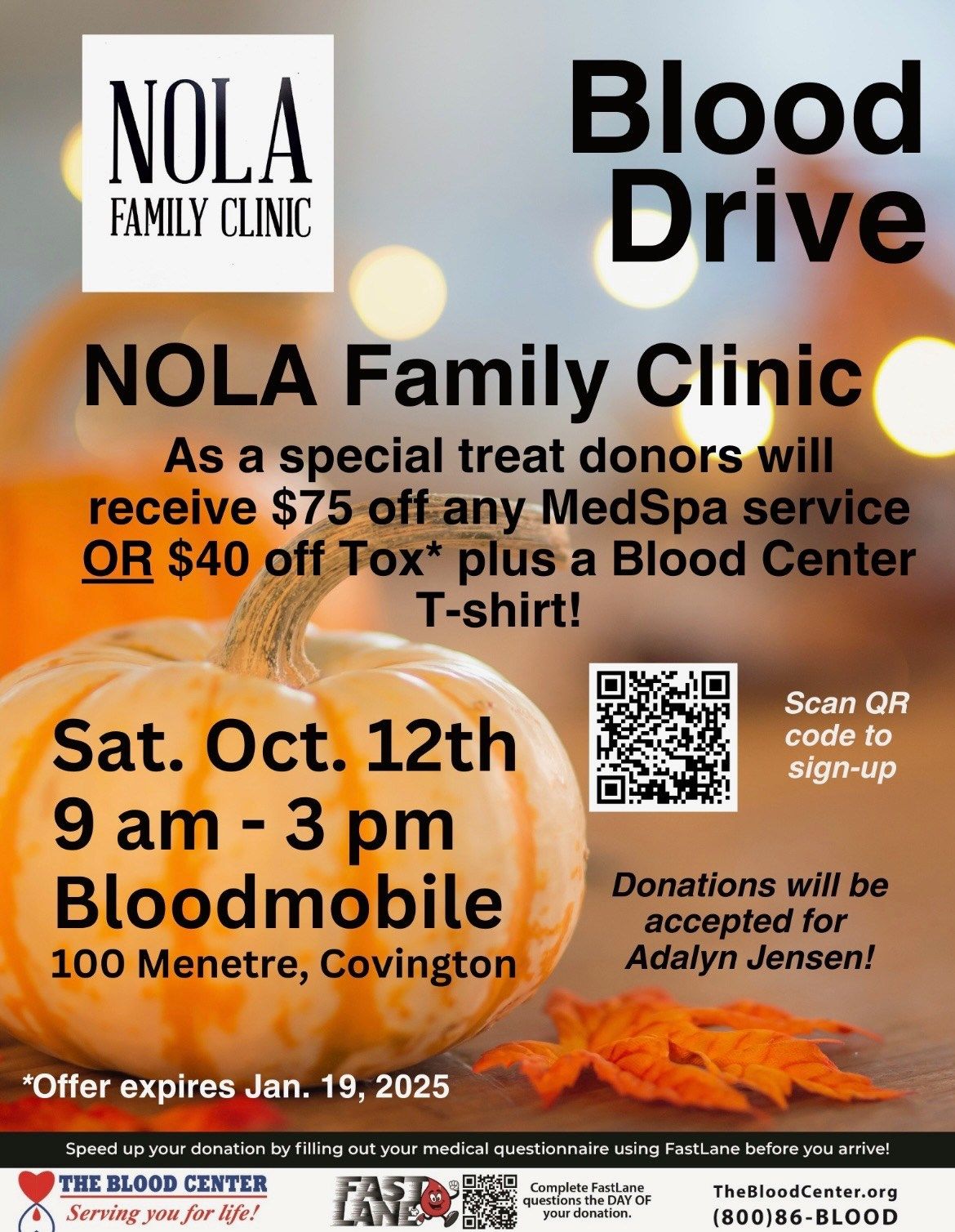 Nola Family Clinic & Medspa Blood Drive for Adalyn Jensen