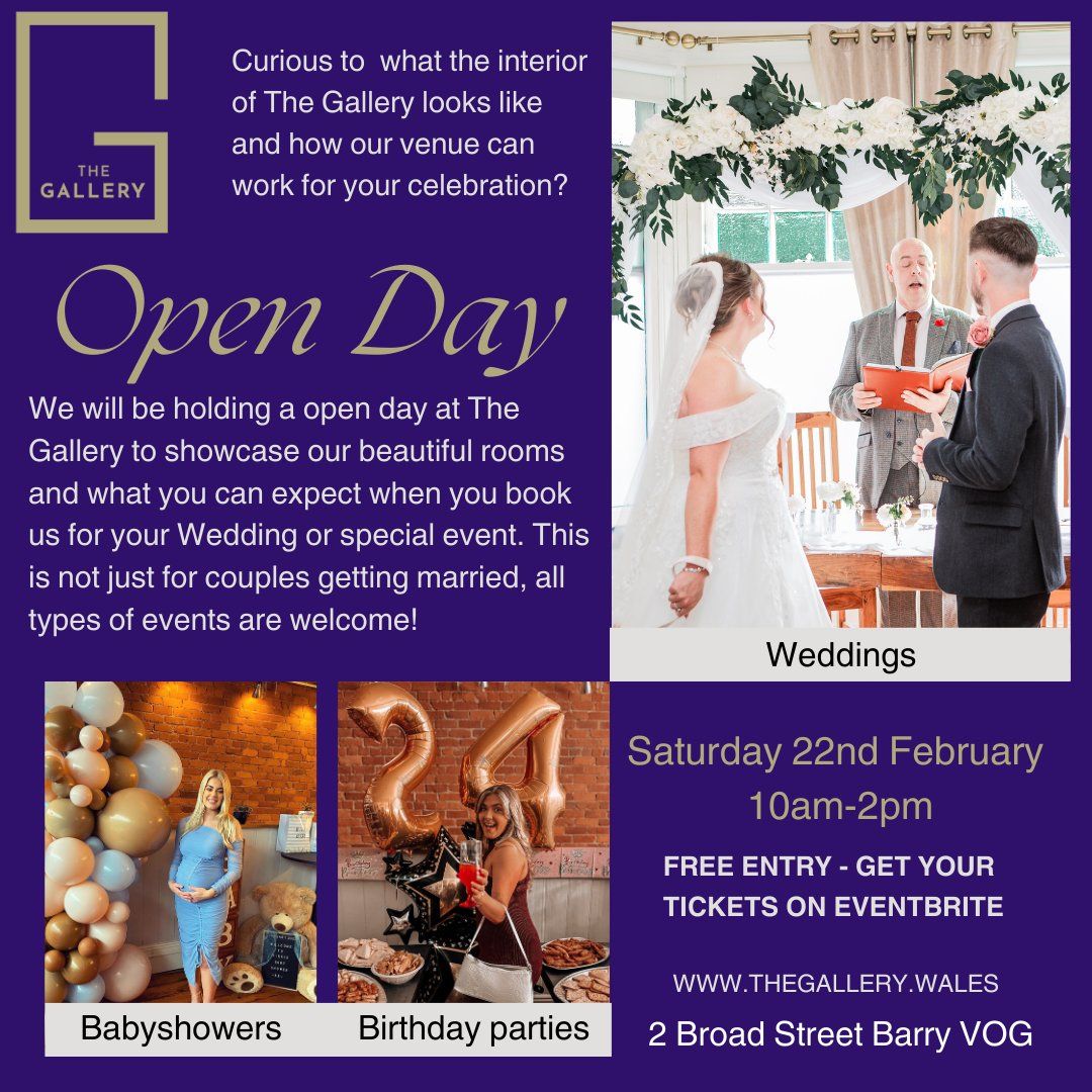 The Gallery open day showcase - Weddings, Birthdays, Anniversaries