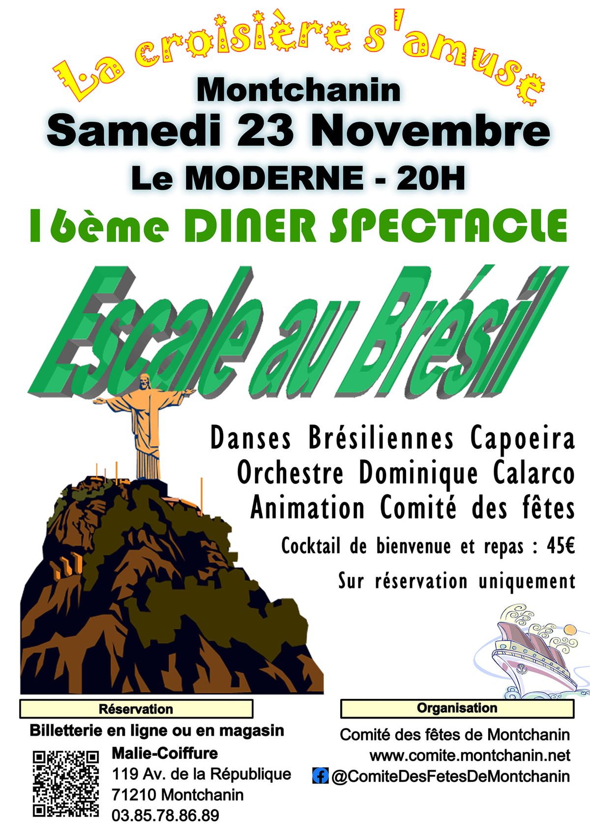 Diner Spectacle "La croisi\u00e8re s'amuse" sp\u00e9cial Br\u00e9sil