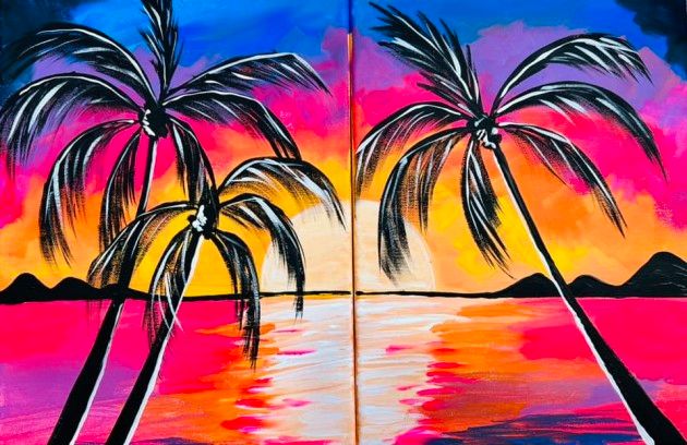 "Sunset Palms" Couple's\/Duet Paint Party!!