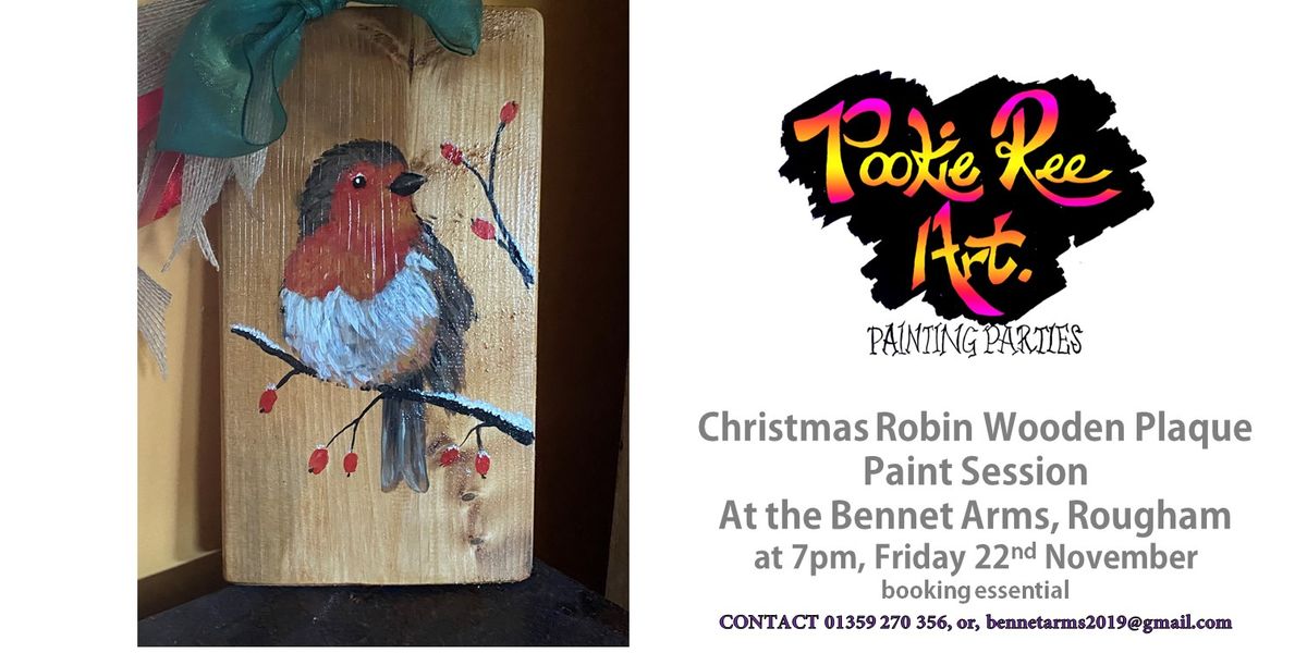 Create this painted Christmas Robin on Wood - Bennet Arms, Rougham